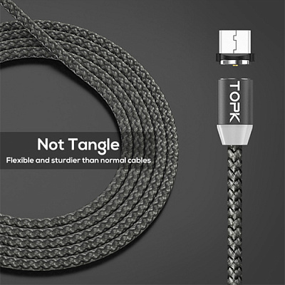 USB кабель магнітний TOPK-IPHONE/BLACK