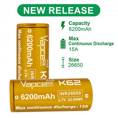 Аккумулятор Vapcell INR26650 K62 6200mAh