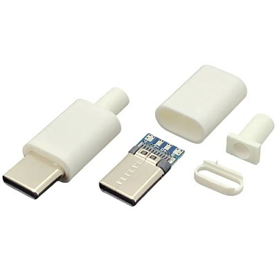 Вилка USB Type-C 4pin біла