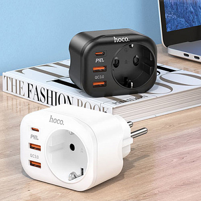 Зарядное устройство 4000W розетка 3*USB HOCO NS3