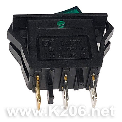 Переключатель KCD3-101V GREEN 15A-20A
