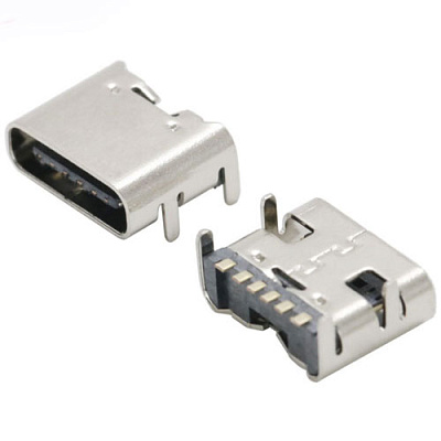 Гніздо USB Type-C 6pin кутове C-04