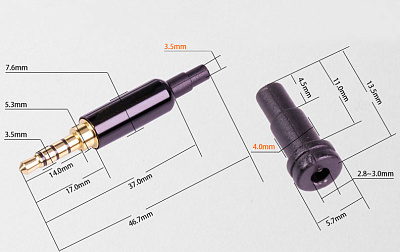 Jack 3.5mm 4pin Black