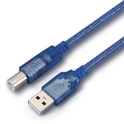 Кабель USB2.0 AM/BM 1.5м синій із фільтром