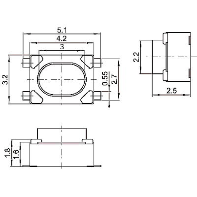 Кнопка SMD TS-A017 (3.2*4.3*2.5H)