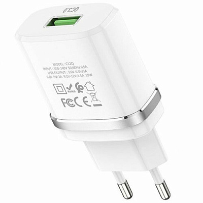Зарядний пристрій 1*USB HOCO C12Q WHITE