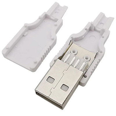 Вилка USB тип A біла