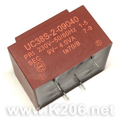 Трансформатор UC38S-2-09040 9V/0,445A