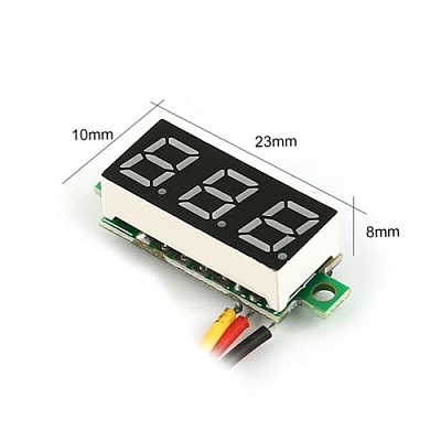 Вольтметр DC 0-100V-RED (8мм) 3 wire