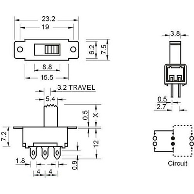 Переключатель ползунковый SS-22F32G5