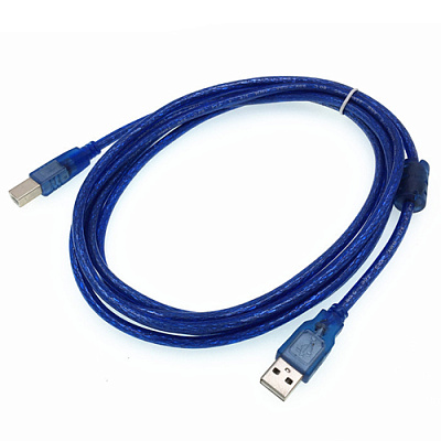 Кабель USB2.0 AM/BM 1.5м синий с фильтром
