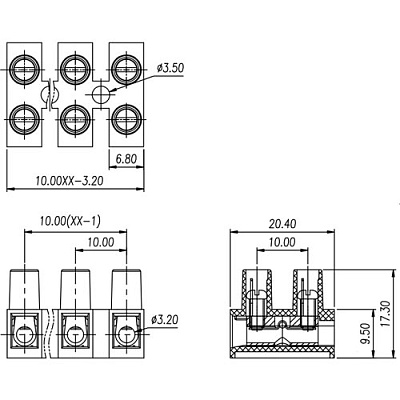 Клеммная колодка CY10HW-12P-1.2