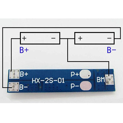 Плата защиты BMS-2S 7A (HX-2S-01)