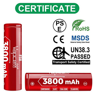 Акумулятор Vapcell INR18650 F38 3800mAh